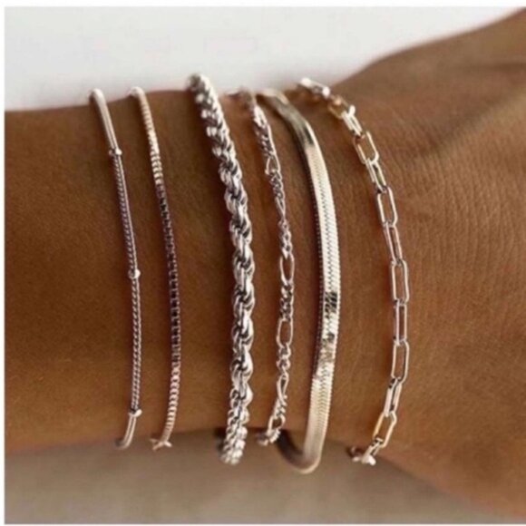 New! Silver Bracelet Stack Set NWOT - Picture 1 of 1